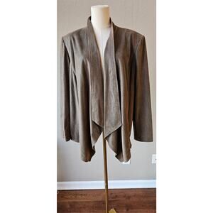 Tahari Women's Gray Solid Long Sleeve Open Front‎ Draping Jacket Size Plus 14W